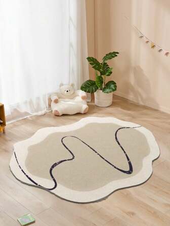 1pc Soft Asymmetric Faux Cashmere Carpet, Washable Anti-Slip Rug, Luxury Carpet Suitable For Bedroom & Living Room, Decoration