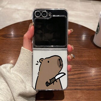 Cute Hamster Transparent Phone Case Compatible With Samsung Galaxy Z Flip 6, Lightweight Transparent Protective Cover For Galaxy Z Flip 3/4 Foldable Phones, Z Flip 5, Z Waterproof Shockproof Anti-Fall Scratch Resistant