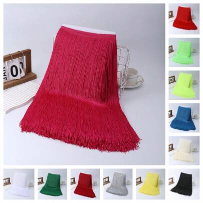 1 码/批 100 厘米长蕾丝花边流苏 DIY 拉丁裙舞台服装窗帘配件丝带 礼服、舞台服装、配饰蕾丝丝带
