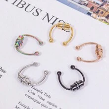 5 sztuk/zestaw Modne uniwersalne damskie kolczyki magnetyczne ze stali nierdzewnej wielokolorowe, bezbolesne, odpowiednie do codziennego noszenia