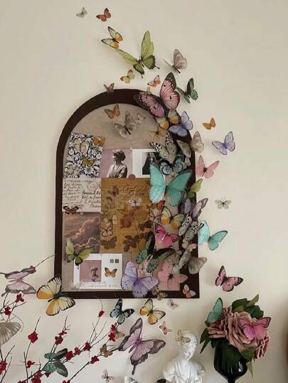 36pcs/Set Colorful 3D PVC Butterfly Decorations Sticker For Packaging, Adornment, Selfie, Live Broadcast Background, Diy Hanging Decoration Jewelry. Wall Decoration For Bedroom, Living Room, Home, Restaurant, Hotel, Wedding, Festival Gifts Birthday Graduation Stickers Personalised Stickers School Decor School Surprise Dormitory Decor Back To School Home Decor Room Decor School Supplies