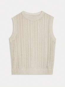 Pulover nou la modă pentru femei, fără mâneci, casual - Cremă - Vizualizare 6