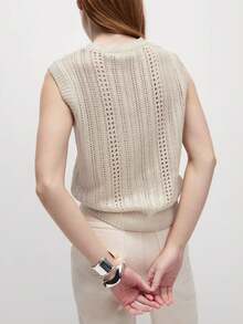 Pulover nou la modă pentru femei, fără mâneci, casual - Cremă - Vizualizare 2