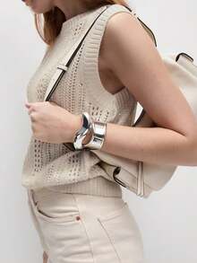 Pulover nou la modă pentru femei, fără mâneci, casual - Cremă - Vizualizare 3