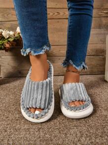 Women's Home Slippers Made Of EVA, With Anti-Slip Thick Soles, Striped, Soft And Skin-Friendly, Round-Toed, Open-Toed, Plus-Size Half Slippers For Women, And Cute Indoor Slippers For Girls.