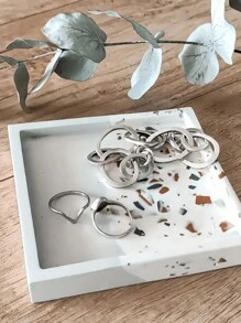 Set de 3 moldes de silicona en formas oval, cuadrada y hexagonal, molde para hacer bandejas de almacenamiento DIY, molde para yeso, resina y base de macetas de flores
