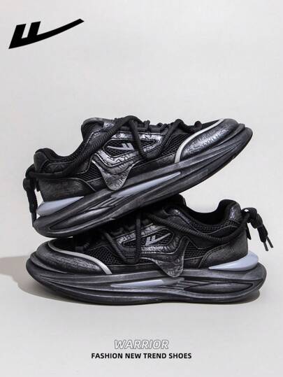 WARRIOR 1 Paar WARRIOR Herren Lässig Sportschuhe, Schnürdesign, dicke Sohle, erhöhte Höhe, Flache Outdoor-Schuhe mit niedrigem Schaft, Herbst Lässig Schuhe, Sneaker, moderne Design Herren Chunky Sneaker mit Retro-Details, bequem und stylisch, klassischer Stil Herrenschuhe