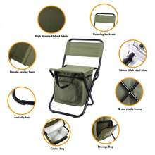 MINSHUXI Fishing Chair With Cooler Bag Foldable Compact Fishing Stool,Green - Army Green - View 4