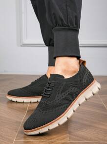 Plus Size Men Summer Shoes (Size 45-48) Black Perforated Breathable Lace-Up Casual Sneakers, Lightweight & Comfortable, British Style