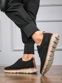 Plus Size Men Summer Shoes (Size 45-48) Black Perforated Breathable Lace-Up Casual Sneakers, Lightweight & Comfortable, British Style