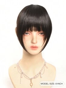 Synthetic Women's Hair Short Straight Bangs Natural Fake Wig Clip In Hairpieces For Black Heat Resistant Fiber