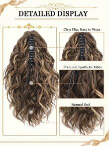 Curly Hair Ponytail Extension 12 Inch Claw Drawstring Ponytail Wig Pieces Brown With Caramel Blonde Highlights High Pony Tails Hair Extensions Synthetic Friendly Fiber For Women