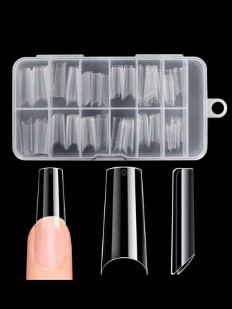 120Pcs Clear Half Cover Soft Gel Nail Tips Transparent Medium Square Shape False Nails Pre-Shaped Seamless Artificial Nail Set For Professional Manicure