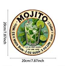 1pc Vintage Havana Mojito Drink Metal Sign, Mojito Recipe Wall Art Decor For Home, Kitchen, Dining Room, Bedroom, Garden, Garage, Hotel, Office - Unique Metal Plaque 20x20cm,Home Decor ,Room Decor,Wall Decor Gifts Birthday Graduation