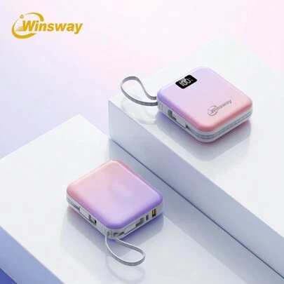  WINSWAY 10000mAh Mini Gradient Color Mobile Power Bank, 22.5W Fast Charging, USB C Input/Output With Intelligent LED Display, Compatible With Phone 17 16 15 14 X, Android,IPad. Essential Gifts For Female Friends