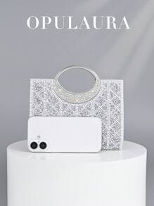 Borsa clutch da donna OpulAura scintillante, decorata con cristalli e strass, borsetta da sera di lusso brillante, accessorio per abiti da sera, feste, matrimoni e compleanni, un regalo