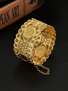 阿尔及利亚风格奢华镀金阿拉伯女士婚礼金手镯镂空手链珠宝配饰情人节饰品 - 均碼 - 查看 14