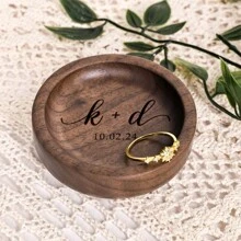 Valentine's Day Gift For Her,Valentines Decorations(For Home), Valentine's Day Decor,Gift For Girlfriend,Gift For Wife,Personalized Wooden Ring Dish, Custom Round Wood Ring Dish, Engagement Ring Holder, Wedding Gift For Couple, Round Jewelry Tray