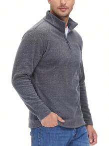 FASBUCO Men's Lightweight Fleece Shirts 1/4 Zip Long Sleeve Pullover Spring/Autumn Stand Collar Shirts