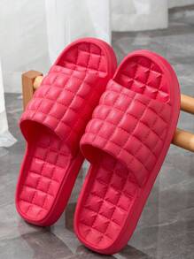 Pantuflas interiores sencillas para mujeres, deslizadores para baño/ducha con suela suave antideslizante y silenciosa, pantuflas de verano para parejas - Rojo - Ver 8