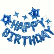18pcs Multicolor HAPPY BIRTHDAY Letter With Star Balloon Set Birthday Party Decoration Balloons