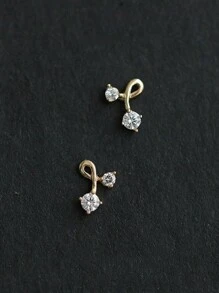 1 Pair Dainty S925 Sterling Silver White Cubic Zirconia Cherry Stud Earrings, Cute Jewelry Accessories Gift For Women, Friends, Birthday, Festival