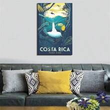 1 Pc Wooden Framed QRTY  Rica Waterfall Vintage Travel Poster Canvas Art Wall Decor Poster Picture Print Painting Posters Gift - Framed - View 4