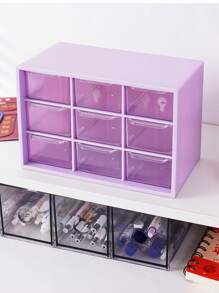 1 pièce Boîte de rangement de bureau à 9 compartiments, boîte de rangement pour bijoux et petits objets, organisateur transparent à plusieurs compartiments, résistant à l'usure, boîte de rangement pour bijoux à 9 compartiments, organisateur de maquillage et de divers éléments, résistant à la poussière.