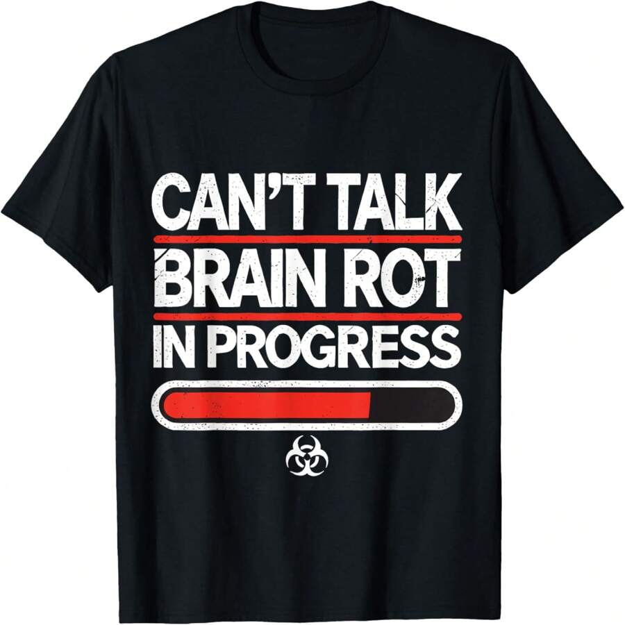Brain Rot Shirt For Kids Brainrot Word Of The Year Gamers T-Shirt - 黑色 - 查看 1