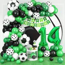 85 件足球主题气球套装，配绿色生日快乐横幅，40 英寸绿色数字气球，适合 1-10、11、12、15、18、20、21 岁生日派对、房间装饰 - 彩色 - 查看 12