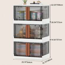 HAIXIN Plastic Storage Containers, Stackable Closet Organizers And Storage, Folding Bookshelf For Bedroom,  Collapsible Laundry Organizer, Storage Containers With Doors And Wheels For Home, Office, Dorm - 黑與白 - 查看 13