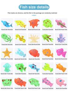 14件套/16件套儿童钓鱼玩具池套装磁性钓鱼池鱼竿钓鱼玩具，夏季户外戏水玩具，复活节彩蛋填充礼物，男孩女孩生日礼物 - 彩色 - 查看 3