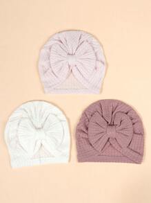 3pcs/Pack Newborn Bow Beanie Hats, 0-8 Months Baby Warm Windproof Hat, Infant Children Cap