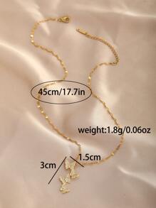 1件时尚精致蝴蝶项链，甜美颈链，儿童夏季项链，精美生日礼物 - 金黃色 - 查看 4