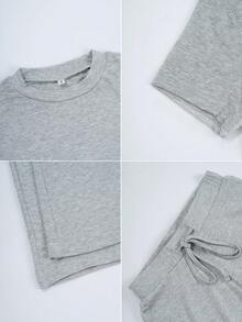 GAOVOT Women's Two Pieces Autumn Y2K Sportswear Casual Daily Solid Color Short-Sleeved Round-Neck T-Shirt Slim Straight-Leg Long Pants Set