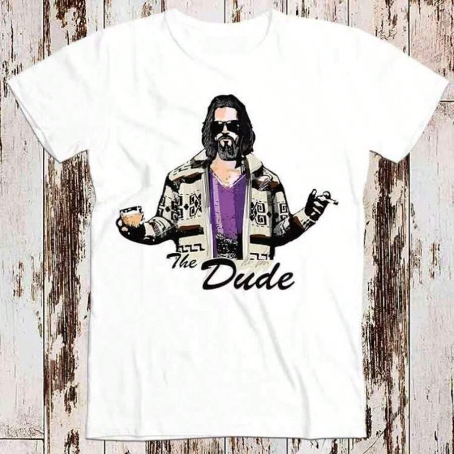 The Dude The Big Lebowski Meme Best Seller T Shirt Music Retro Top Tee Gift Cool Unisex - White - View 1