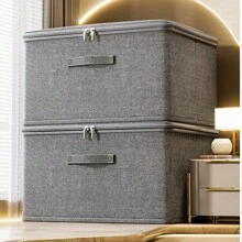 صندوق تخزين قابل للطي بغطاء ذو لون أحادي كاتيوني بسيط، قابل للغسيل، متعدد الوظائف لتنظيم الملابس والبطانيات، مقاوم للغبار والماء (بدون قفل) قطعة واحدة