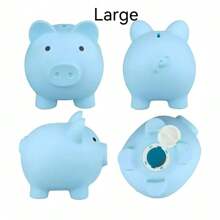 1 pièce Créatif mignon tirelire de cochon grande capacité anti-chute, tirelire de cochon de bande dessinée mignonne. Cadeau, tirelire, portefeuille de budget, boîte d'épargne, tiroir de caisse, tirelire, boîte à monnaie, tirelire, économiseur d'argent, boîte à pièces, économiseur d'argent, compteur de monnaie, boîte d'épargne, cadeau d'argent. Décoration de la maison, cadeau d'anniversaire. La petite boîte à monnaie bleue de cochon peut stocker 180 pièces, la grande boîte à monnaie bleue de cochon peut stocker 340 pièces