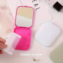 带梳子的便携式袖珍镜化妆镜 - 可折叠迷你镜、美容镜、卡通主题、无香味、上釉处理、塑料框架、无需电池或电源 - 彩色 - 查看 5