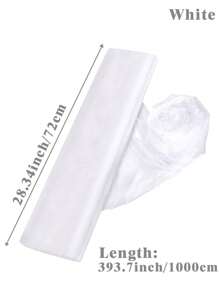 1卷5/10/20米白色欧根纱拱形布，派对室椅背装饰，礼品包装欧根纱，婚礼派对背景装饰，生日派对餐桌装饰欧根纱，鲜花包装绳，婚礼装饰欧根纱，椅背装饰，派对礼物，派对装饰，桌面中心装饰品，万圣节装饰，圣诞节装饰，2026新年 - 白色 - 查看 11