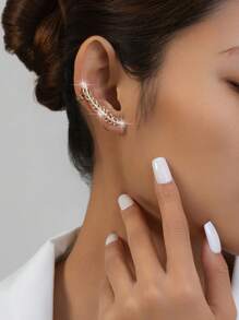 3 pièces/set Boucles d'oreilles et clips d'oreilles Eid Mubarak avec étoiles et lune et strass, accessoires d'oreille élégants vintage géométriques 3D en métal à la mode, convient pour le port quotidien, les fêtes, les rendez-vous, les sorties, les soirées - ensemble de boucles d'oreilles - Voir 2