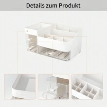 Large Capacity Cosmetic Organizer With 3 Drawers, ABS Plastic Mini Office Organizer For Dresser, Office Supplies, Bathroom Counter, Perfect For Perfume, Brushes, Jewelry, Skincare Bathroom, Miscellaneous Organizer Storage Cabinet Home Bathroom Decor Summer Makeup Organizer - 白+透明 - 查看 5
