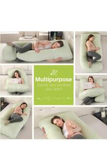 Graviditetskudde Amningskudde 145 x 70 cm J-formad helkroppskudde Graviditetskudde för att sova med avtagbart överdrag