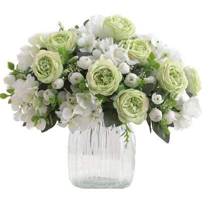 1/4 piezas de flores artificiales de peonía y hortensia de seda, material para decoración de bodas, ramos de novia, flores para muñeca, pecho, cabeza, decoración de coche de bodas, decoración de arco, hogar, comedor, dormitorio, florero, material de decoración para fiesta de cumpleaños, San Valentín y Año Nuevo