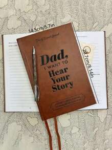 1pc Mom, Dad, I Want To Hear Your Stories: A Mother And Father's Guided Journal To Share Their Lives And Love - Leatherbound Hardcover With Ribbon Bookmark,School Supplies,Back To School