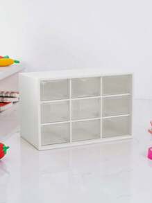 1 pièce Boîte de rangement de bureau à 9 compartiments, boîte de rangement pour bijoux et petits objets, organisateur transparent à plusieurs compartiments, résistant à l'usure, boîte de rangement pour bijoux à 9 compartiments, organisateur de maquillage et de divers éléments, résistant à la poussière.