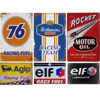 زجاجة قياسية للوقود السباقات معدنية (8 بوصة * 12 بوصة/20 سم * 30 سم)، لافتة معدنية رجعية زيت المحرك ومحطة البنزين ديكور جدار المنزل