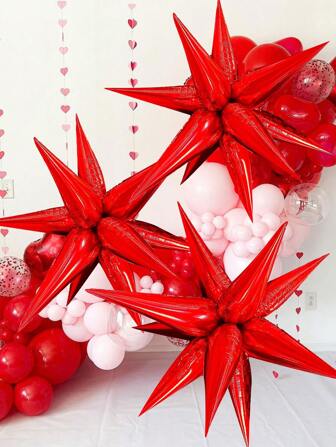 8 st/set röda stjärna 4D-sprängstjärnfolieballonger, röda konformade sprickstjärnballonger, lämpliga för födelsedagsfest, möhippa, bröllopsdekor, alla hjärtans dag, discofest, fotobåsbakgrund, examen, ceremoni, festdekorationer, årsdag tillbaka till skolan alla hjärtans dag