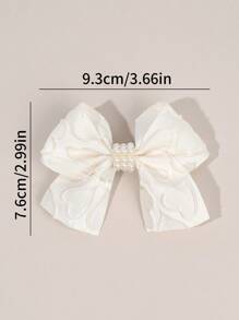 2pcs Yarn Hair Bow Clips For Girls,Fabric White Pearl Hair Bows Clips For Kids,Fashion Alligator Clips Hair Accessories For Toddlers Gifts