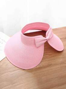 Sun Visor Hats For Women Wide Brim Straw Roll-Up Ponytail Summer Beach Hat UV UPF Packable Foldable Travel Boho - A - View 2